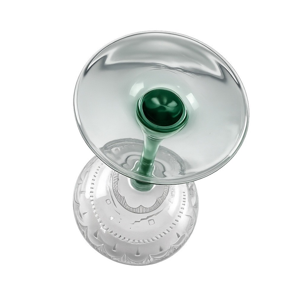 6 Cristal d'Arques Durand Sombrero Margarita Glass Green Stem Cut Crystal 7.5" - Picture 5 of 12